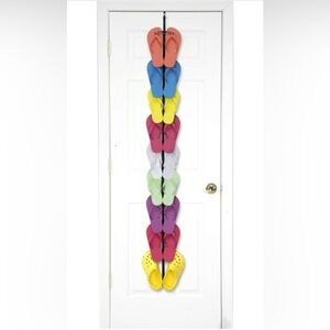 Over Door Flip Flop Organizer Holds 9 Pairs Space Saving Shoe Rack Black